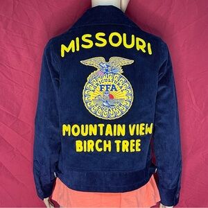 Vintage FFA Blue Corduroy Jacket  Size 103-32 Y6-8 Women's Small see measurement
